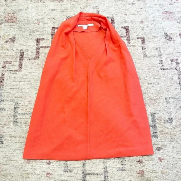 Diane Von Furstenberg• Reagan Draped Sleeveless V Neck Georgette Blouse in coral - Picture 5 of 7